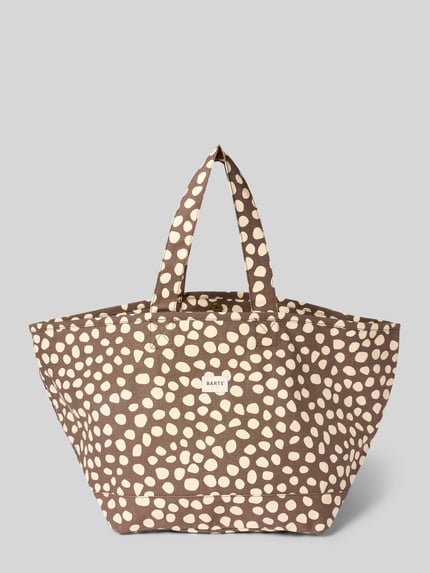 Productfoto, Shopper in allover-look model 'JUNO' van Barts, katoen, hengsels, bruin met beige vlekken, 35x37x35 cm, schouderriem 57 cm