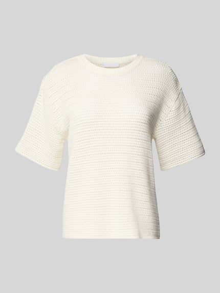 Rich & Royal Gebreid shirt met ronde hals Offwhite - 2