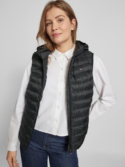 Tommy Hilfiger Kamizelka pikowana z kapturem Czarny 3