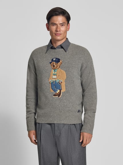 Polo Ralph Lauren Regular Fit Pullover mit Polo-Bear-Motiv Hellgrau 4