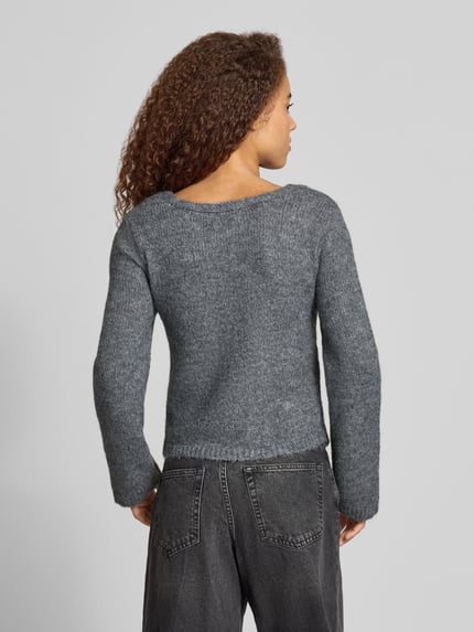 ONLY Pullover mit Wickeloptik Modell 'ONLMAGGIE' Hellgrau Melange 5