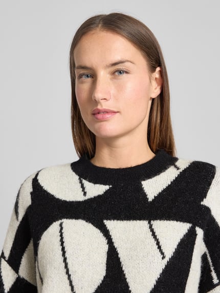 VERO MODA Regular fit gebreide pullover met wol, model 'LOVE' Zwart - 3