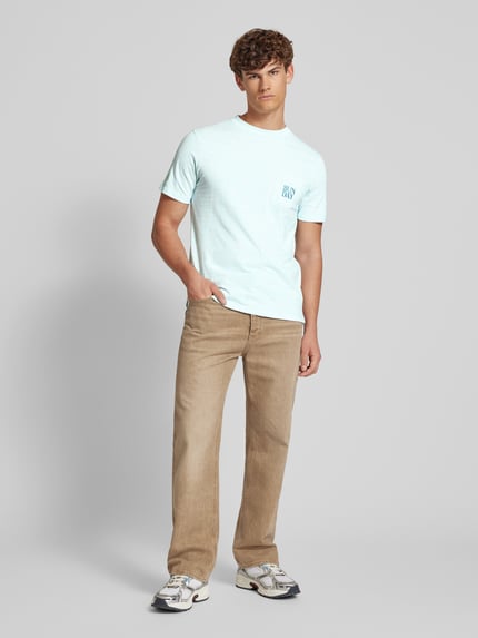 Blend T-Shirt mit Motiv-Stitching Modell 'UEFFI' Aqua 1