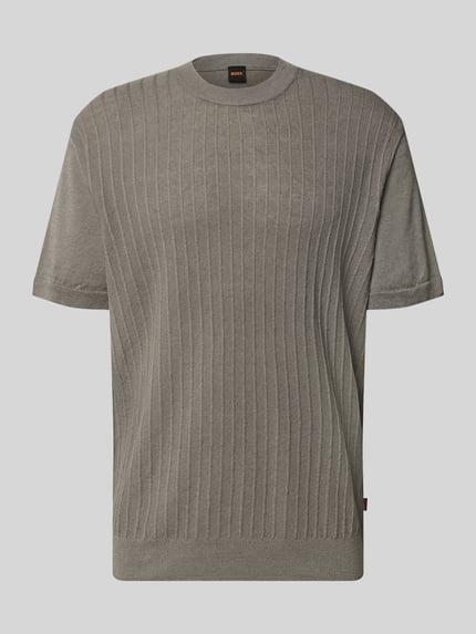 BOSS Orange męski t-shirt o kroju regular fit z mieszanka lnu i bawełny model 'KAJORDINO' Oliwkowy 2