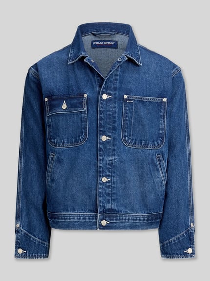Produktfoto, Regular Fit Jeansjacke aus reiner Baumwolle von Polo Ralph Lauren, niebieski denim, krój regular fit, kołnierz klasyczny, bawełna