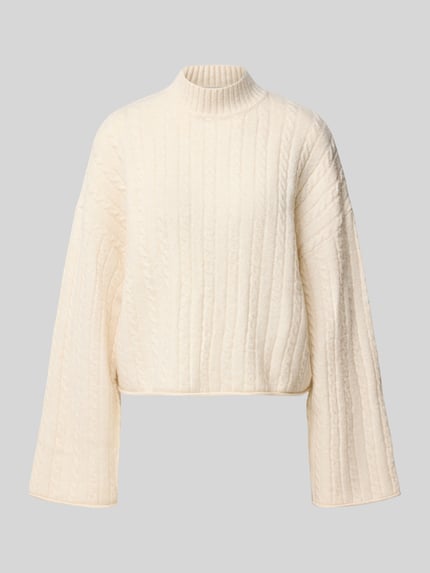 REVIEW Relaxed Fit Strickpullover aus elastischem Material-Mix Offwhite 1