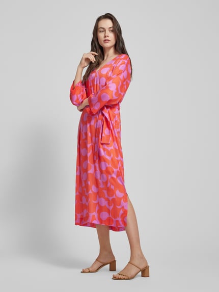 Lanius Midikleid mit Bindegürtel Pink 1