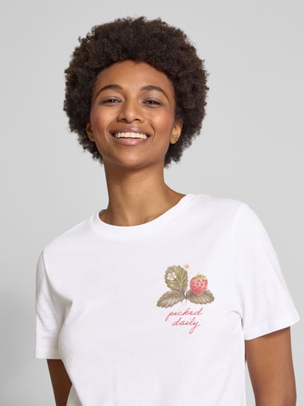 PIECES T-shirt o kroju regular fit z czystej bawełny model ‘SUMMER’ Biały 3