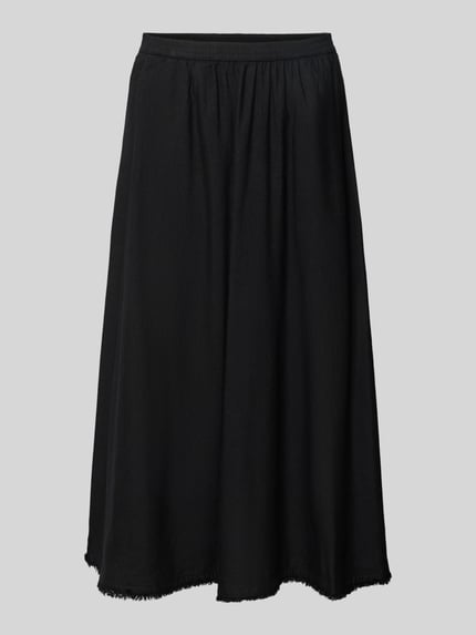 Productfoto, Midi-Rock aus reinem Leinen von Tommy Hilfiger, effen kleuren, uitlopend, midilengte, elastische boord, gerafelde zoom, zij-steekzakken, materiaal: linnen