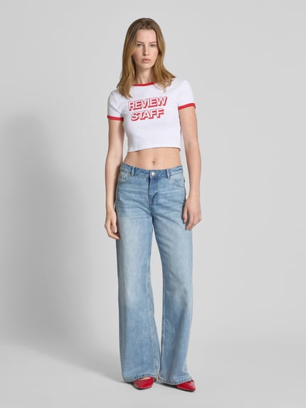 REVIEW Kort T-shirt met labelprint Wit - 1