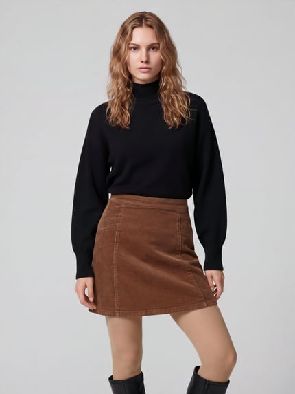 VERO MODA Mini-Rock mit sichtbarem Rückenreißverschluss Cognac 3