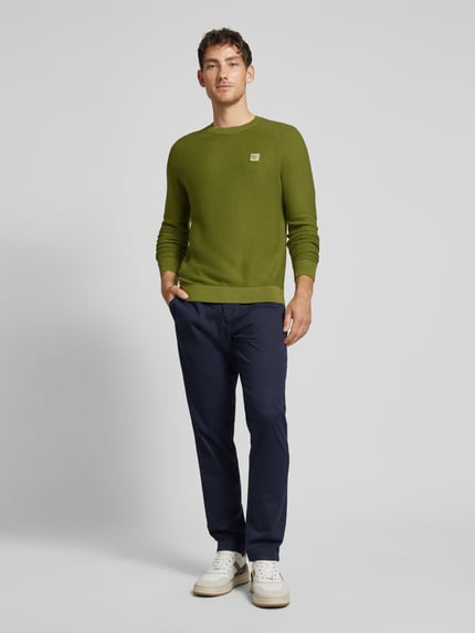 s.Oliver RED LABEL Strickpullover mit gerippten Abschlüssen Schilf 1