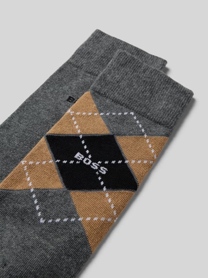 BOSS Socken aus Baumwoll-Mix im 2er-Pack Modell 'ARGYLE' Mittelgrau 2
