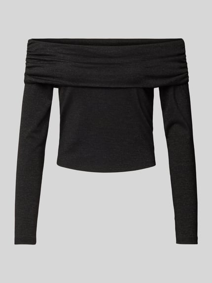 ONLY Langarmshirt mit Carmen-Ausschnitt Modell 'ROMA' Metallic Black 2