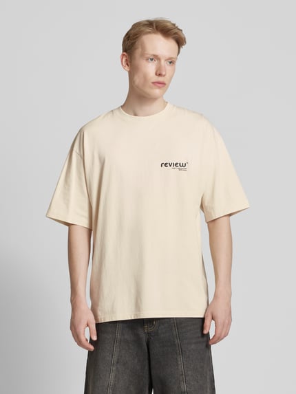 REVIEW T-Shirt mit Label-Print Ecru 4