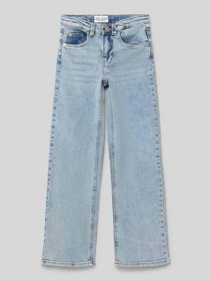 Productfoto, lichtblauwe katoenmengsel Straight Leg Jeans in 5-pocketdesign model 'YARA' van CARS JEANS, rechte pasvorm, stretch, knoop- en ritssluiting, taillewijdte 29 cm, binnenbeenlengte 67 cm