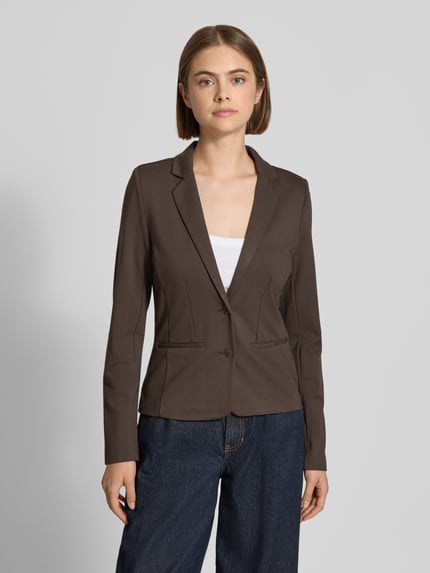 ONLY Slim fit korte blazer van viscosemix model 'POPTRASH' Chocoladebruin - 4