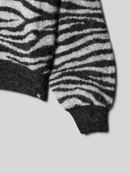 Garcia Gebreide pullover met ronde hals en labeldetail Zwart - 2