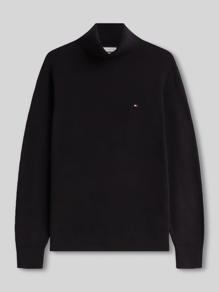 Tommy Hilfiger Regular Fit Rollkragenpullover aus Baumwoll-Kaschmir-Mix Black 2