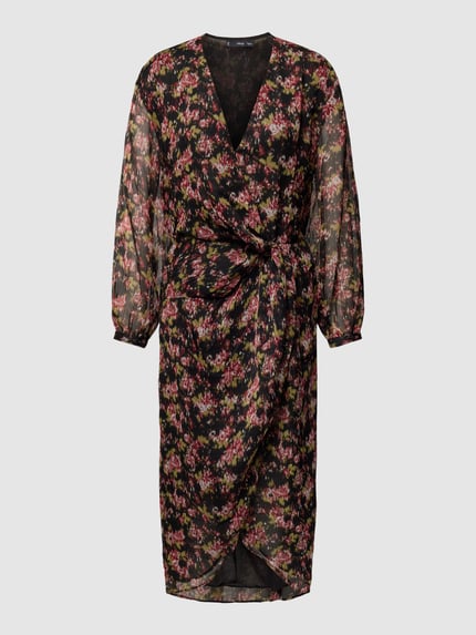 MANGO Knielanges Kleid mit floralem Allover-Muster Modell 'CAROL' Black 2