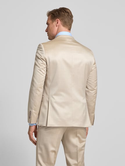 Männermodel trägt Sakko mit Pattentaschen und Reverskragen von Wilvorst, Schurwoll-Viskose-Mix, Regular-Fit, Rückenansicht
