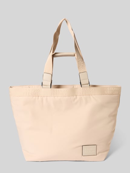 STUDIO BERLIN Handtasche mit Label-Badge Modell 'SCHÖNEBERG' Beige 2