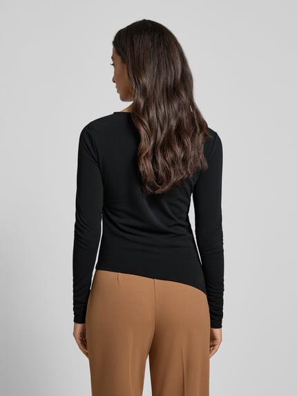 GUIDO MARIA KRETSCHMER WOMAN Slim fit shirt met lange mouwen in geplooide look, model 'Hellen' Zwart - 5