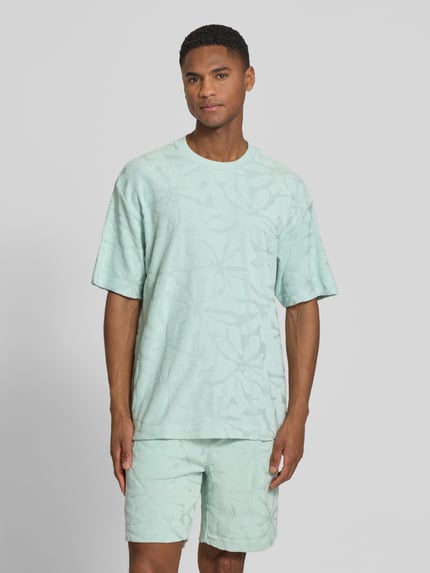 BOSS Orange Regular Fit T-Shirt aus Baumwoll-Mix Modell 'TE_FLOWER' Tuerkis 4