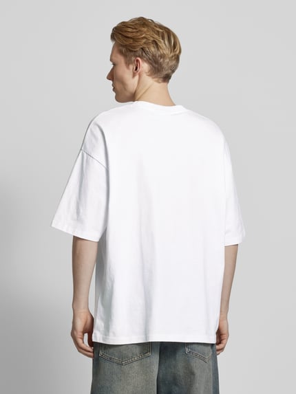 REVIEW T-shirt o kroju oversized z nadrukiem z logo Biały 5