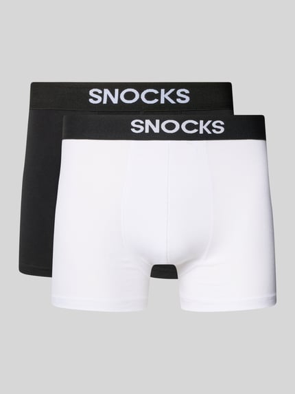 SNOCKS Trunks mit Logo und elastischem Bund im 2er-Pack Weiss 1