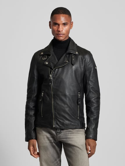MAURITIUS Regular Fit Lederjacke mit Reverskragen Modell 'Mavric' Black 4
