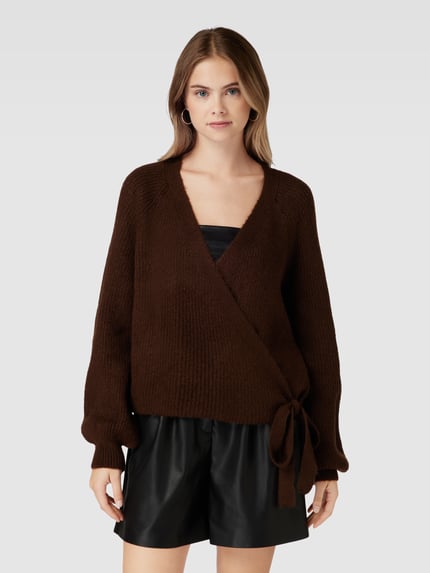 ONLY Cardigan in wikkellook, model 'MIA' Chocoladebruin - 4
