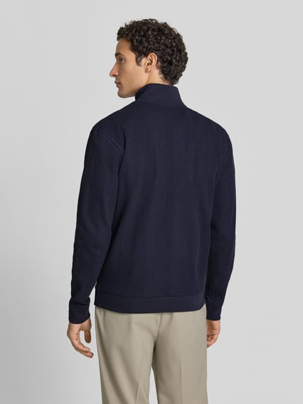 BOSS Regular Fit Sweatjacke aus Baumwoll-Mix Modell 'Structure' Marine 5