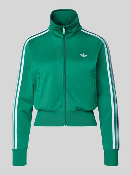Produktfoto, groene trainingsjack met labelstitching van adidas Originals, regular fit, opstaande kraag, ritssluiting, ritszakken