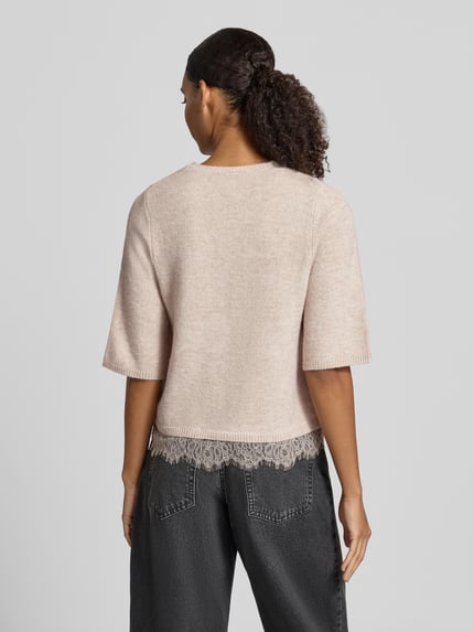 ONLY Pullover mit Spitzenbesatz am Saum Beige Melange 5