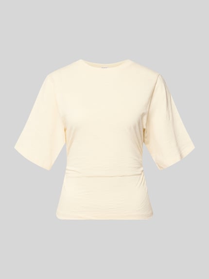 Produktfoto, T-Shirt mit 1/2-Arm und Raffungen von Jake*s Casual aus Reine Baumwolle in Creme, körpernahe Passform, Rundhalsausschnitt