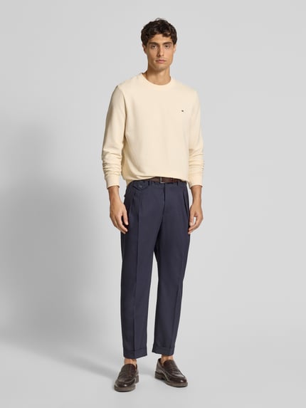Christian Berg Men Pullover mit Label-Patch Metallic Beige 1
