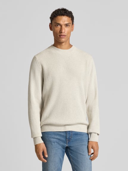 MAERZ Muenchen Strickpullover aus Schurwolle mit Strukturmuster Offwhite 4