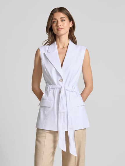 GUESS Weste aus Leinen-Mix mit Bindegürtel Modell 'CARLA' Weiss 4