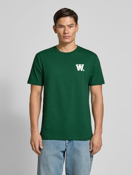 Wood Wood T-shirt met logoprint, model 'Ace' Groen - 4