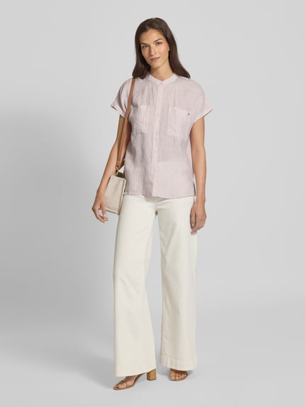 Tommy Hilfiger Relaxed Fit Leinenbluse mit kurzen Ärmeln Rosa 1