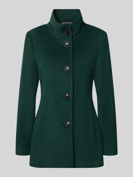 Produktfoto, Jacke mit Stehkragen und Eingrifftaschen von FUCHS SCHMITT, dunkelgrün, Material-Mix mit Woll-Anteil, A-Linie, Knopfleiste, glatte Textur
