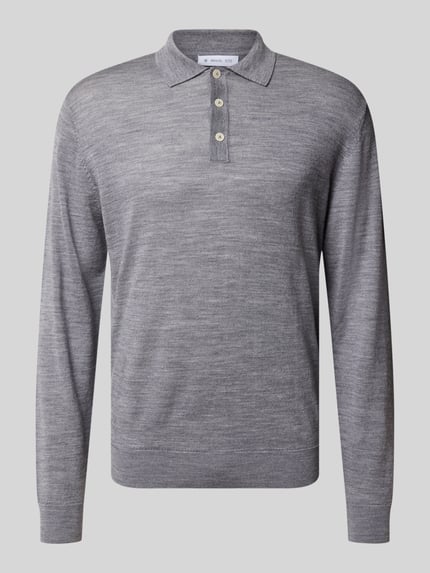 Manuel Ritz Regular Fit Poloshirt aus Schurwolle Hellgrau 2