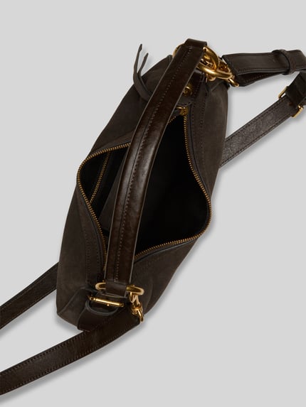 Marc O'Polo Umhängetasche aus Rindsvelours mit Goldhardware Dunkelbraun 4