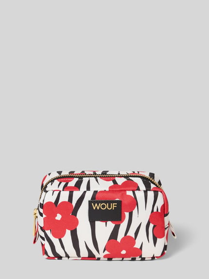 Produktfoto, Kosmetiktasche mit Allover-Animal-Print Modell 'Wildflower' von WOUF, floraler Allover-Print, Hauptfach mit Reißverschluss, Logo-Patch.