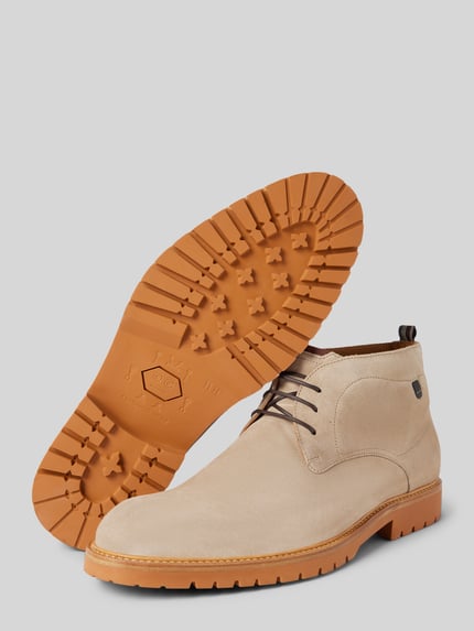 Floris van Bommel Leren boots met labelbadge, model 'De Karper' Taupe - 4
