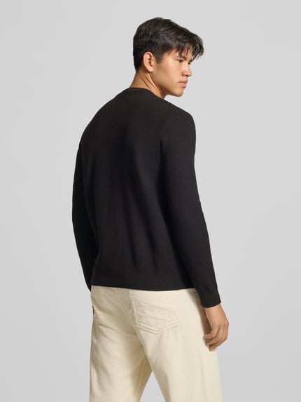 ONLY & SONS Strickpullover aus Viskose-Mix mit Jacquardstruktur und Rundhalsausschnitt Black 5