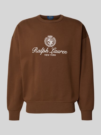 Produktfoto, Regular Fit Sweatshirt aus Baumwoll-Mix von Polo Ralph Lauren in Braun, unifarben, Label Print auf der Front, Crew Neck, langarm, Sweatstoff