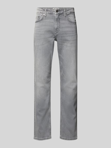 Produktfoto, Regular Fit Straight Leg Jeans aus katoenmix model 'WEFT' van Only & Sons, grijs denimlook, mid waist, labelpatch, 5-pocketmodel, twill verwerking