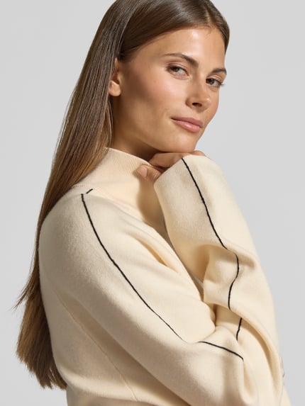 VERO MODA Loose fit pullover met schipperskraag model 'SABA' Ecru - 3
